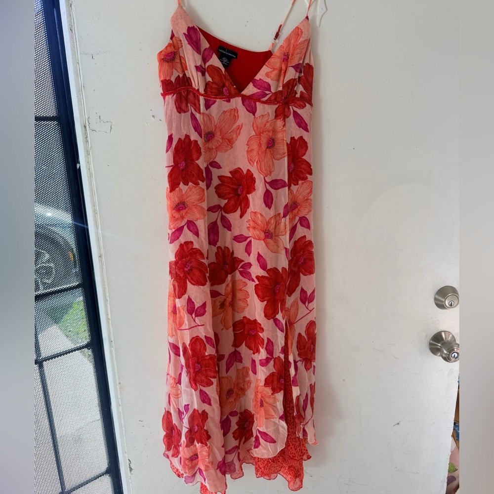 Moda International Red and Pink Silk Dress